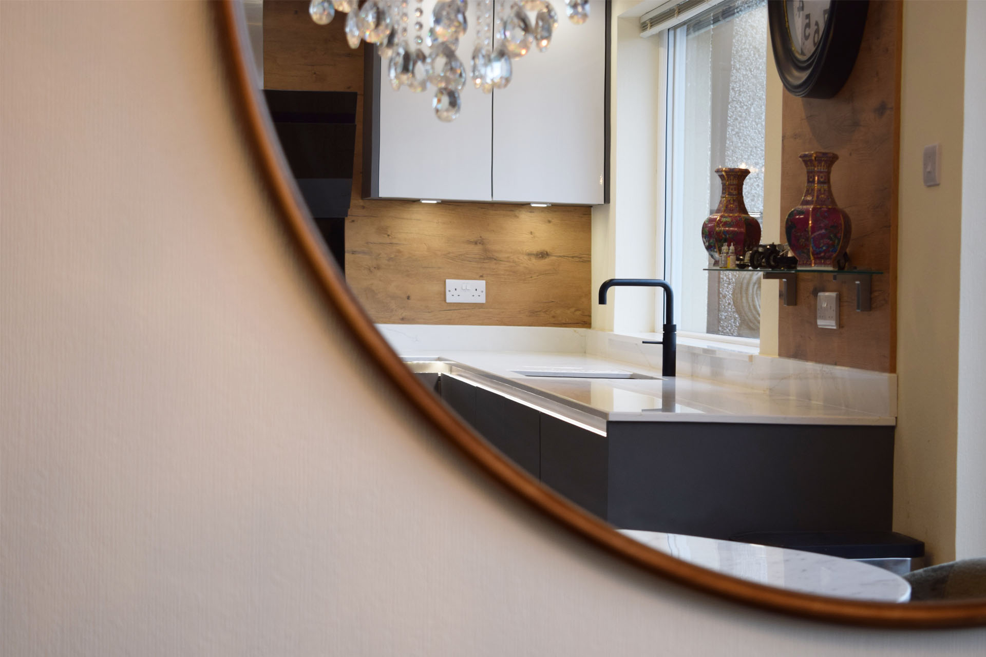 Modern kitchen design with spacious dining area